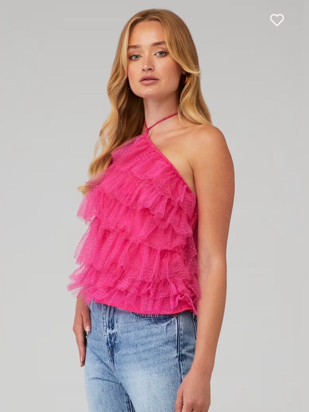 4SI3NNA Women's Bree Tulle Top in Pink Sparkle Size Small